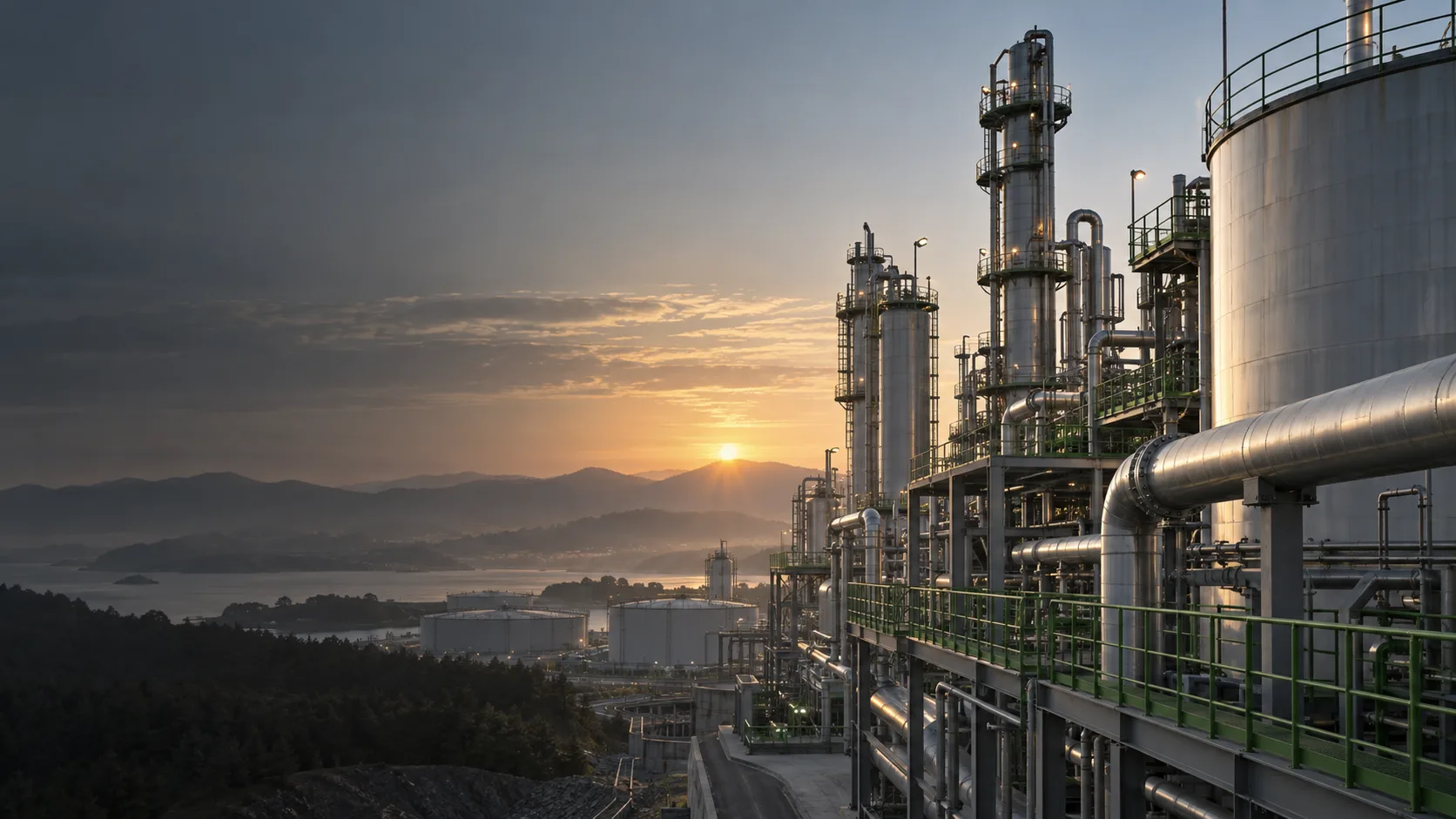 Enerji ve sanayi faaliyetlerini temsil eden endüstriyel tesis görseli
